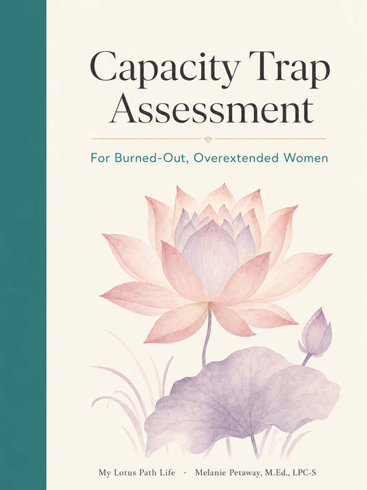 Capacity Trap Assessment cover with a pink lotus on a cream background and teal border.